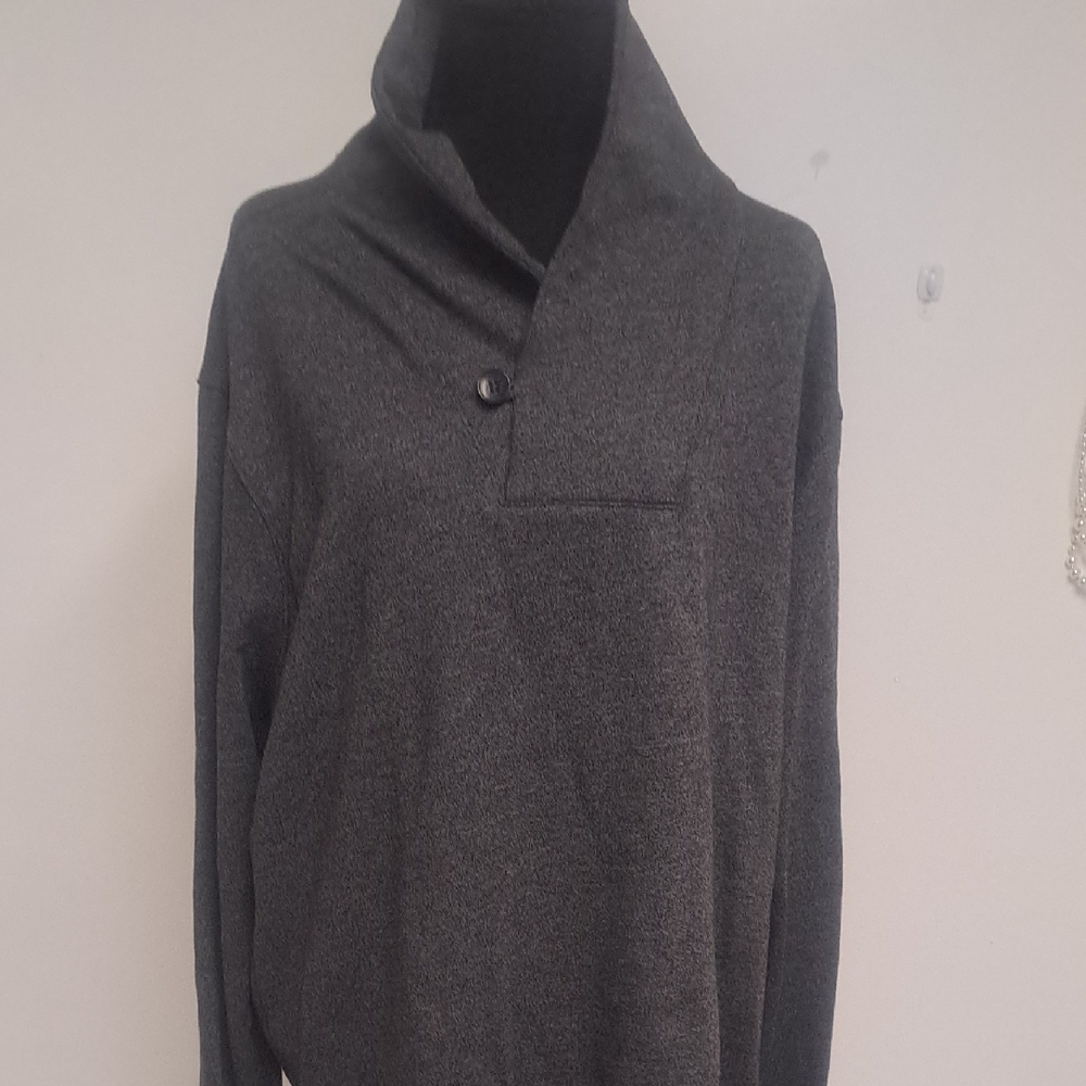 Men's Dark Gray Shawl Collar Pullover Sweater